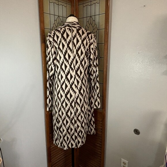 J. Jill Wearable Collection Faux Wrap Dress Tan And Brown Geometric Dress Size L - Picture 4 of 13